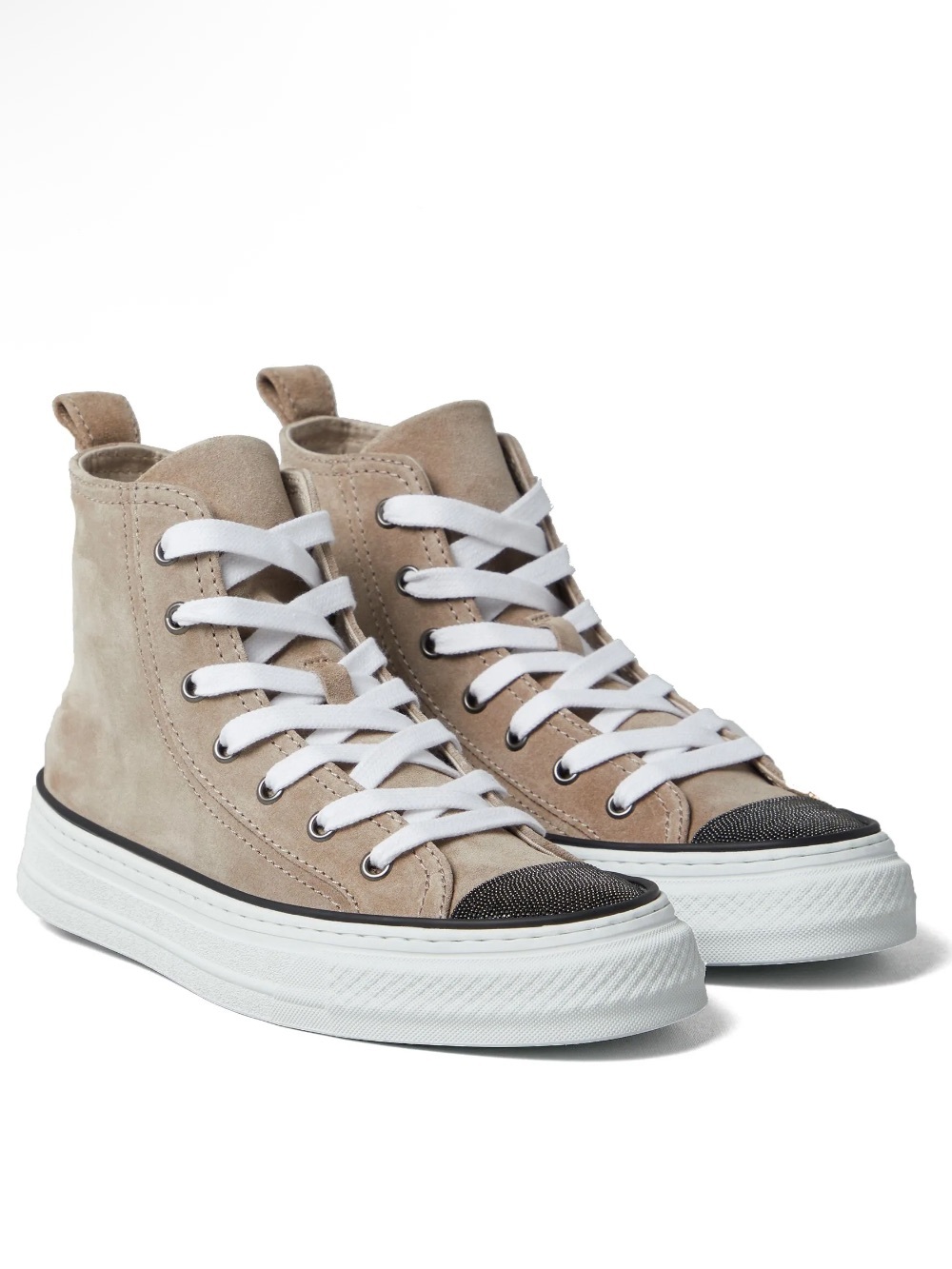 Brunello Cucinelli Monili-Embellished
High-Top Suede Sneakers